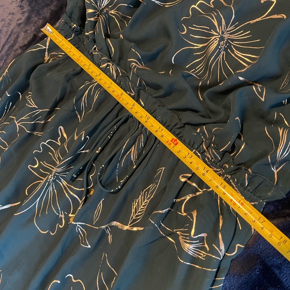 Sleeveless Dark Green and Gild Floral Midi Dress Plus 16W - Picture 7 of 9